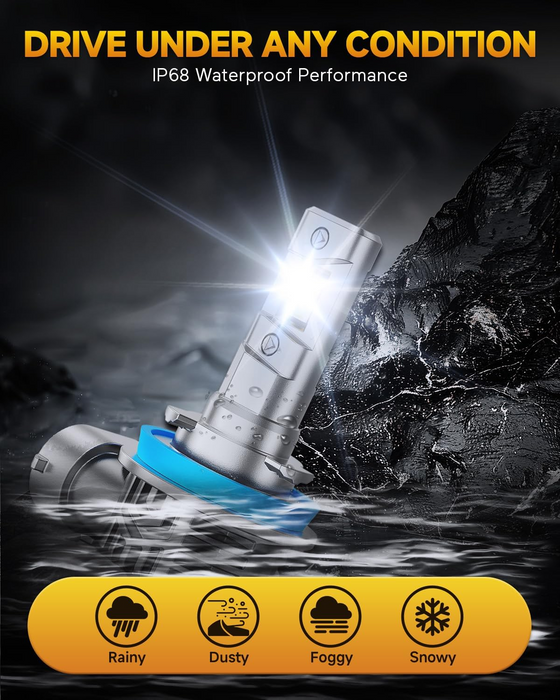 FAHREN 2025 H11/H9/H8 LED Bulbs, 1000% Brighter, 6500K White (2-Pack)