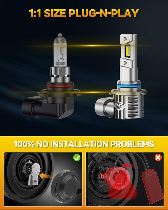 FAHREN 9005 9006 LED Headlight Bulbs Combo | 6500K Cool White, Pack of 4