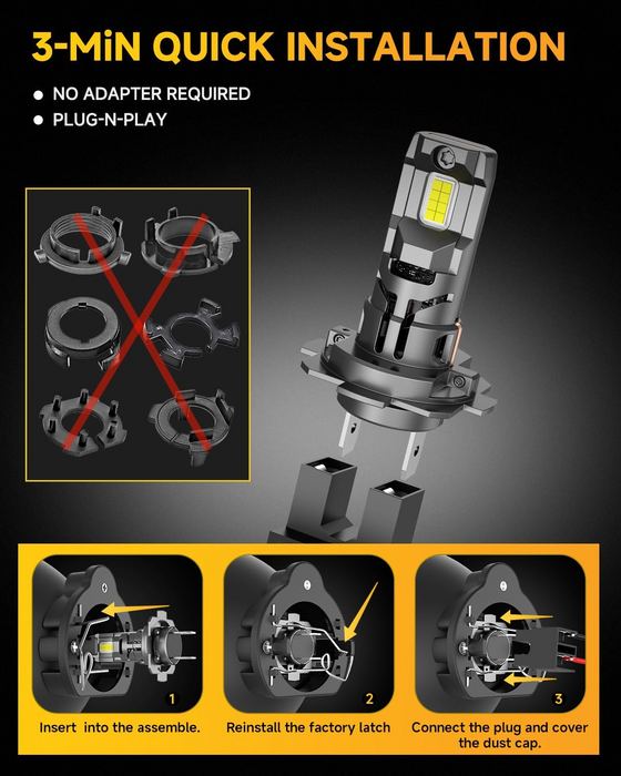 FAHREN 2025 H1 LED Headlight Bulbs 900% Brightness, Pack of 2