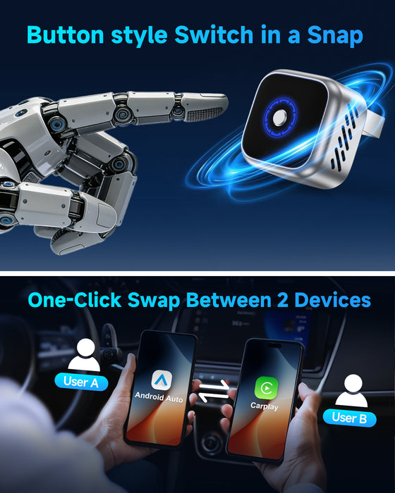 Fahren B12 T-Shaped Wireless CarPlay & Android Auto Adapter with One-Touch Disconnect