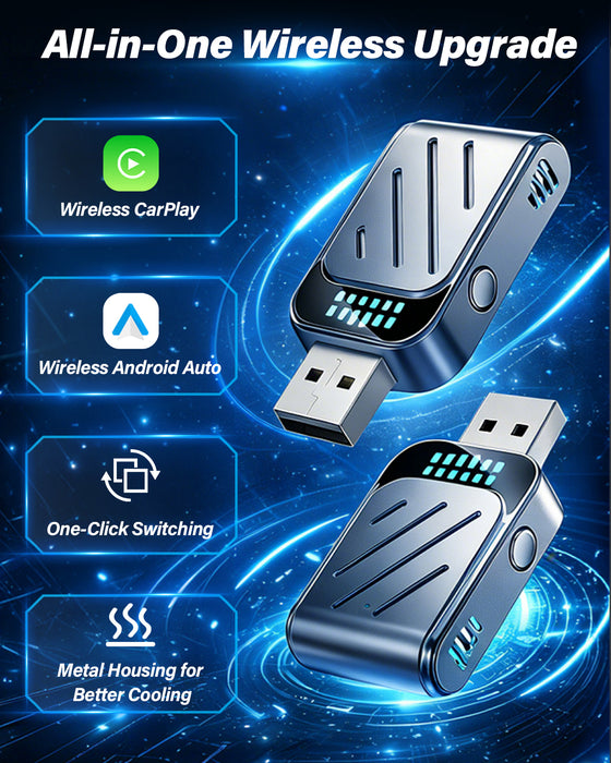 Fahren P800 USB Flash Drive Wireless CarPlay & Android Auto Adapter with One-Touch Disconnection & Metal Mid-Frame
