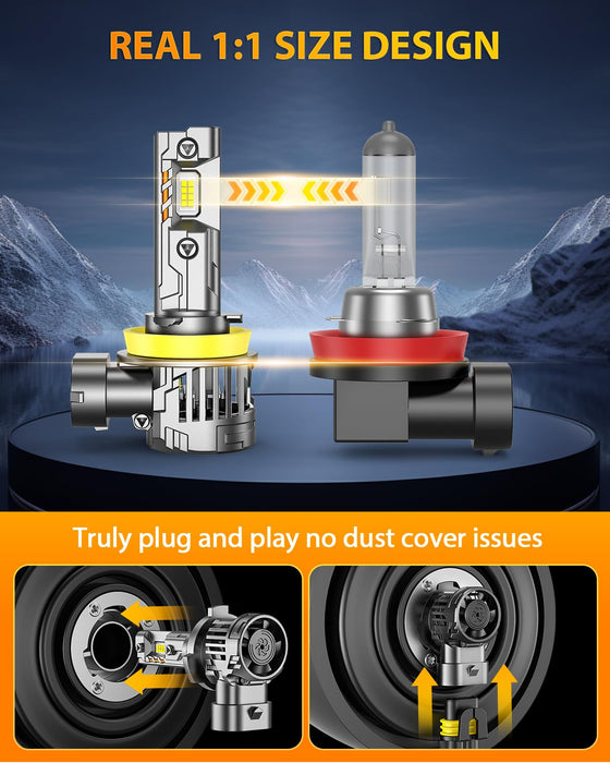 1 to 1 size fog driving light bulbs easy installation