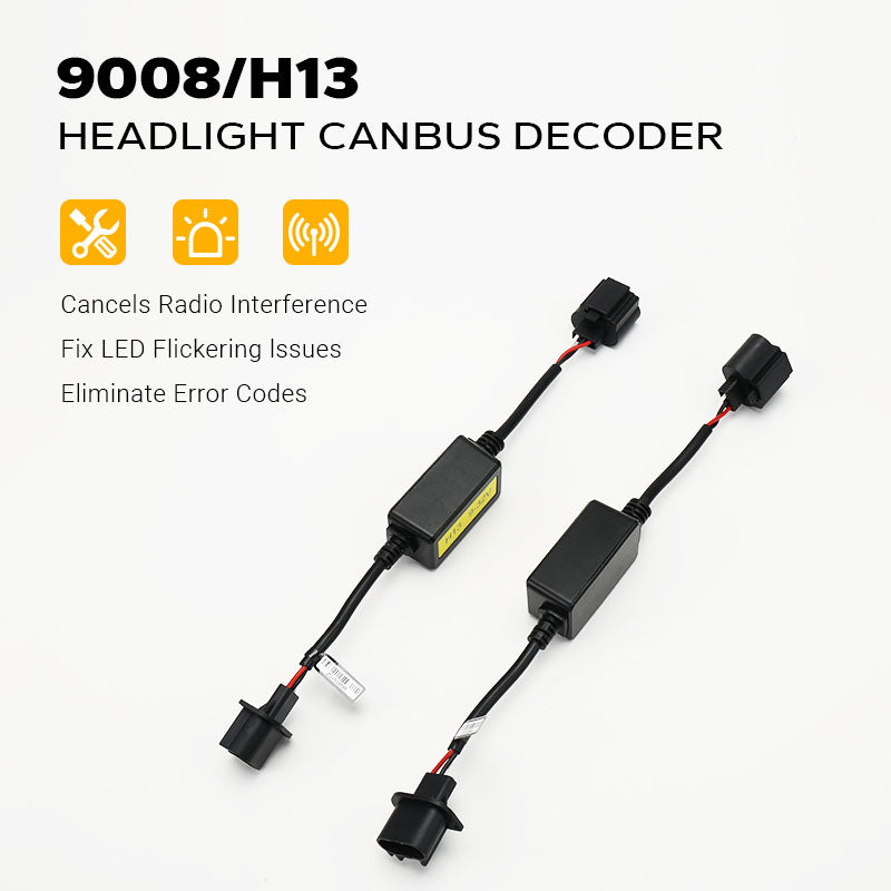 9008/H13 Headlight CANbus Decoder, Anti-Flickering Harness Pack of