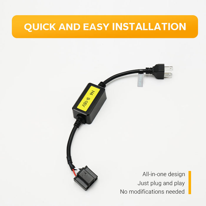 H4 CANbus Decoder, Plug-and-Play Anti-Flicker Module for Bulb Pack of 2