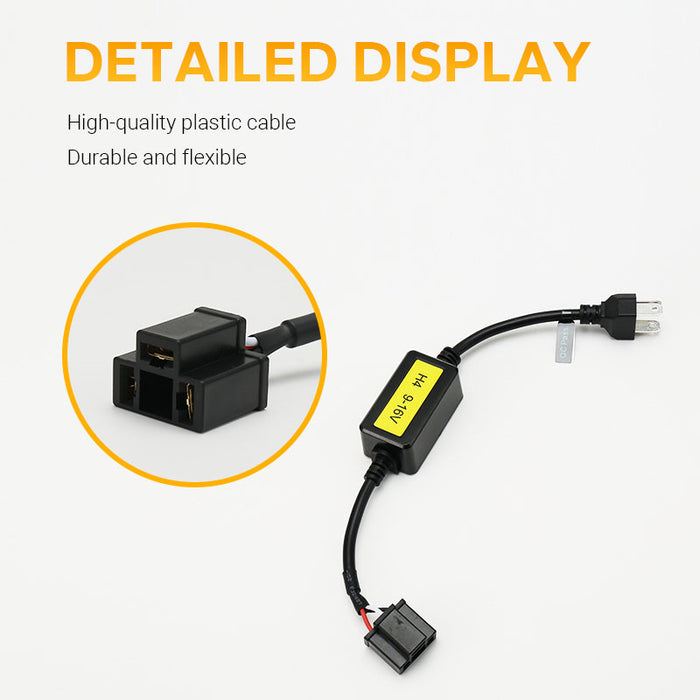 H4 CANbus Decoder, Plug-and-Play Anti-Flicker Module for Bulb Pack of 2