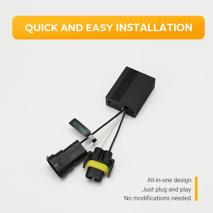 H8/H9/H11 Light CANbus Decoder, Anti-Flickering Harness, Error Free Resistor Capacitor for Bulb Pack of 2