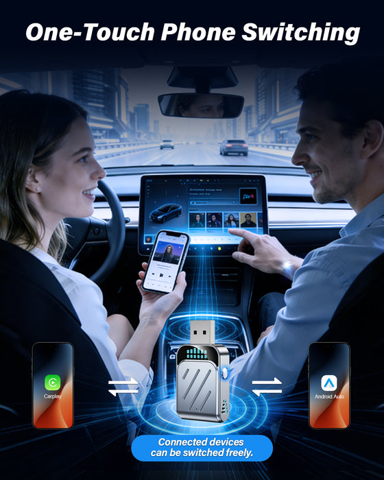 Fahren P800 USB Flash Drive Wireless CarPlay & Android Auto Adapter with One-Touch Disconnection & Metal Mid-Frame