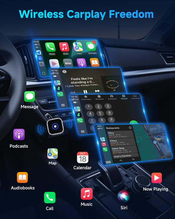 Fahren B12 T-Shaped Wireless CarPlay & Android Auto Adapter with One-Touch Disconnect