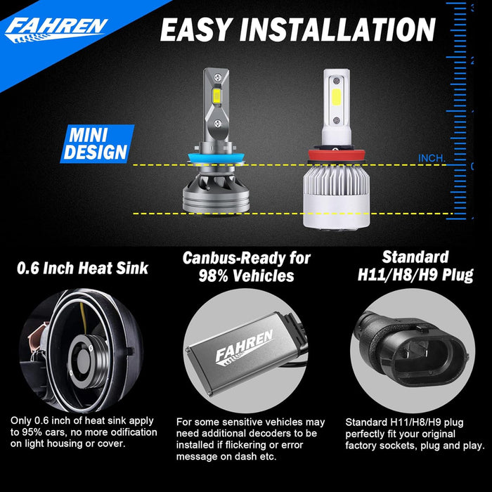 FAHREN H11/H8/H9 led headlight bulbs 30000LM Super Bright