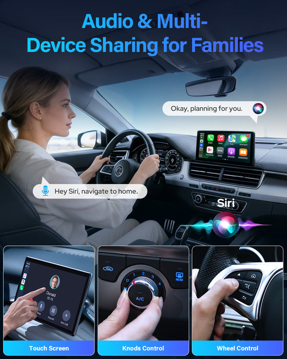 Fahren CXZ525 T-Style Wireless CarPlay & Android Auto Adapter (Blue with Colorful Ambient Lighting)