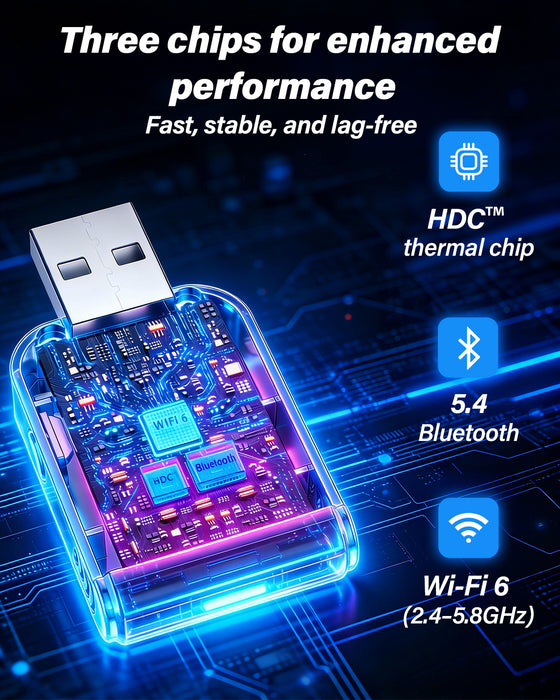 Fahren P800 USB Flash Drive Wireless CarPlay & Android Auto Adapter with One-Touch Disconnection & Metal Mid-Frame