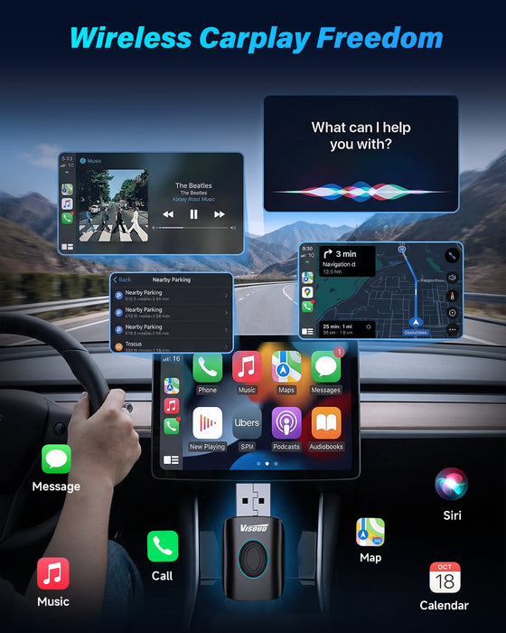 2-in-1 Wireless CarPlay & Android Auto Adapter | Plug & Play Mini Dongle