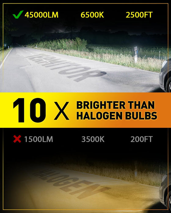 45000LM 10X brighter LED fog bulbs H11 H9 H8 H16