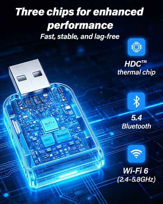 Fahren P800 USB Flash Drive Wireless CarPlay & Android Auto Adapter with One-Touch Disconnection & Metal Mid-Frame