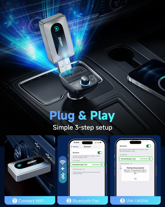 FAHREN 2025 Latest Upgraded Wireless CarPlay Adapter for iPhone+