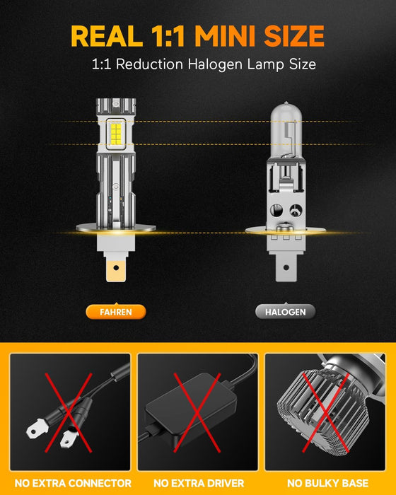 FAHREN 2025 Upgraded H1 Bulb, 1:1 Mini Size H1 Fog Light Bulbs
