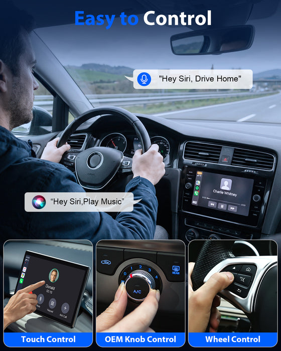 Fahren CB06 T-Style Round Wireless CarPlay & Android Auto Adapter (Matte Black)