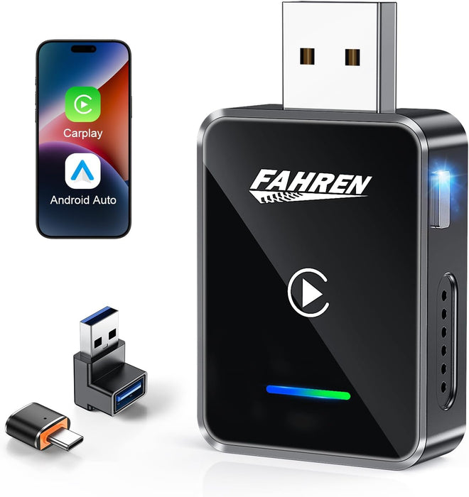 Fahren 2-in-1 Wireless CarPlay Adapter, Plug &amp; Play, One-Click User Switching