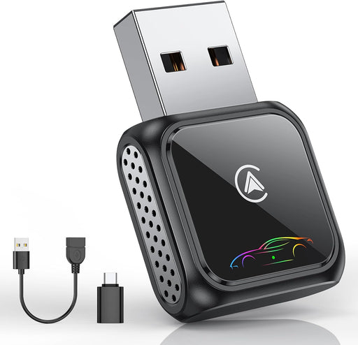 FAHREN Super Mini Wireless CarPlay Adapter (Latest Upgraded)-Bluetooth Apple Car Play Dongle, Zero Latency, Stable Connection, Compatible with iPhone 6+ & Android Auto 10+, Cars from 2017, USB/Type-C