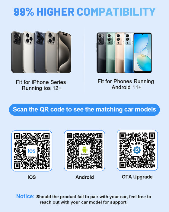 Fahren B3 T-Shaped Wireless CarPlay & Android Auto Adapter with One-Touch Disconnect