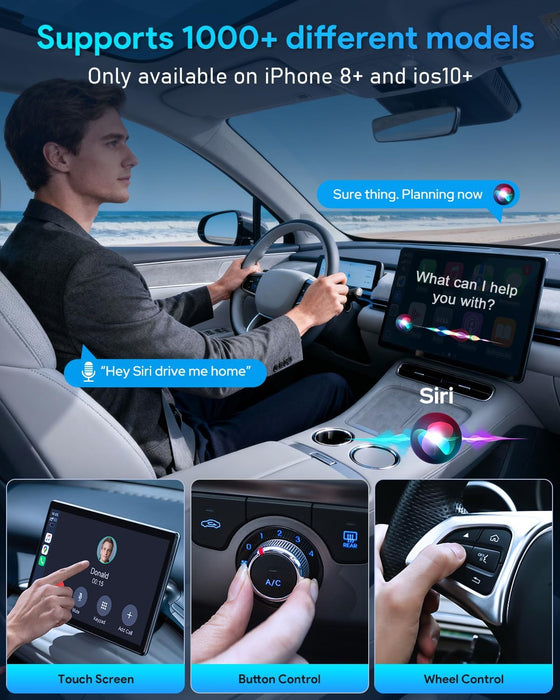 Fahren Wireless CarPlay Adapter iPhone Apple—Ultra Mini(60% Reduced Size),2026 2-in-1 Android Auto Adapter, 3X Automatic Connection, Plug and Play, Compatible with iOS 10+, Android 11+