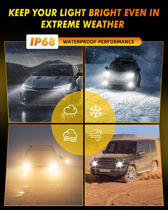 Termitor 2026 Upgraded 9007/HB5 Light Bulbs, 50,000LM 12X Ultra Bright, 6500K Cool White, 1:1 Mini Size with Cooling Fan, 90000+ Hours Lifespan 9007 Off-Road Fog Light, Plug and Play, Pack of 2