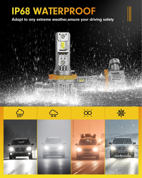 FAHREN H11 Fog Bulbs, 𝟭𝟬𝟬𝟬𝟬𝟬𝗟𝗠 𝟭𝟱𝗫 Upgraded H11/H8/H9 Bright Lighting Bulb, Brighter 24 CSP Chips, Boost Epic Night Visibility, 6500K Cool White IP68 Waterproof, Pack of 2