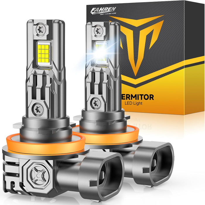 FAHREN H11/H8/H9 LED Light Bulbs, 46,000LM 900% Ultra Brightness, 6500K H9 Fog Bulbs, 10-Year Lifespan with Cooling Fan, 1:1 Size Easy Installation, 99% Universal Fit Plug and Play, Pack of 2