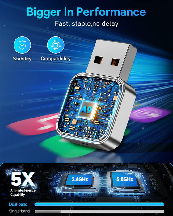 Fahren Wireless CarPlay Adapter iPhone Apple—Ultra Mini(60% Reduced Size),2026 2-in-1 Android Auto Adapter, 3X Automatic Connection, Plug and Play, Compatible with iOS 10+, Android 11+