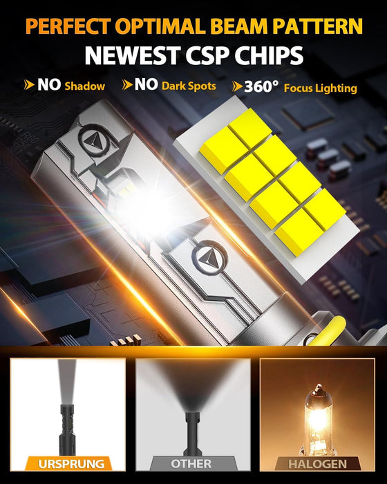 Fahren 𝐔𝐩𝐠𝐫𝐚𝐝𝐞𝐝 9005/HB3 Light Bulbs, 𝟔𝟎𝟎𝟎𝟎𝐋𝐌 𝟏𝟐𝟎𝟎% Ultra Brightness, 1:1 Mini Size, 6500K Cool White, 70000Hrs Long Service Life with Cooling Fan, Plug and Play, Pack of 2