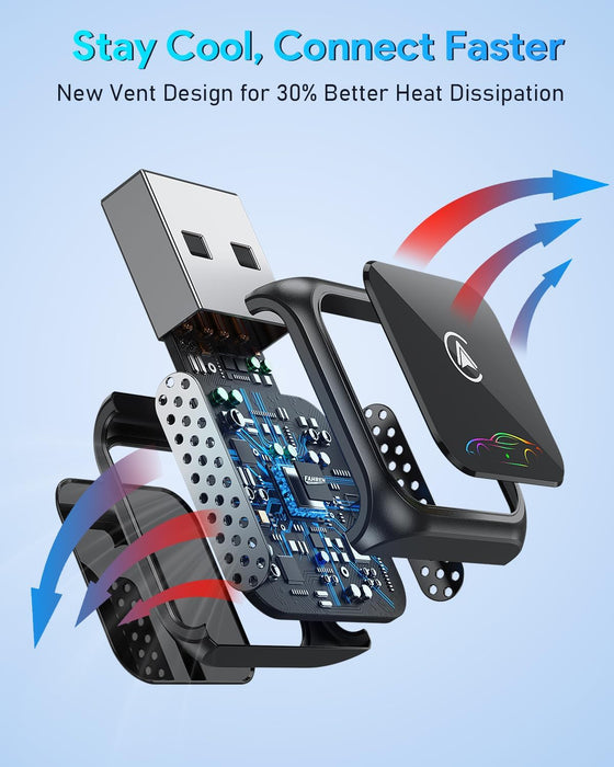 FAHREN Super Mini Wireless CarPlay Adapter (Latest Upgraded)-Bluetooth Apple Car Play Dongle, Zero Latency, Stable Connection, Compatible with iPhone 6+ & Android Auto 10+, Cars from 2017, USB/Type-C