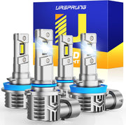 Ursprung 2025 H11/H9/H8 9005/HB3 LED Headlight Bulbs Combo, 60000LM 900% Brighter 6500K Cool White, 1:1 Mini Size 9005 H11 Halogen Replacement Hi/Lo Beam LED Bulbs, Plug and Play, Pack of 4