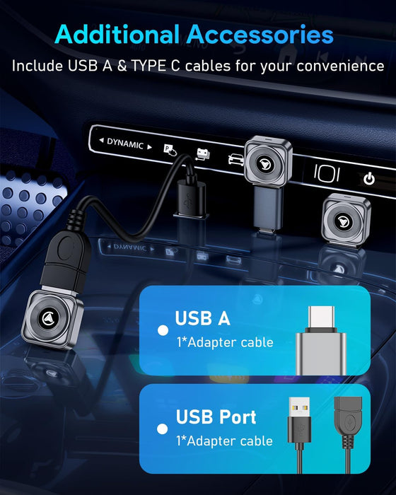 Fahren Wireless CarPlay Adapter iPhone Apple—Ultra Mini(60% Reduced Size),2026 2-in-1 Android Auto Adapter, 3X Automatic Connection, Plug and Play, Compatible with iOS 10+, Android 11+