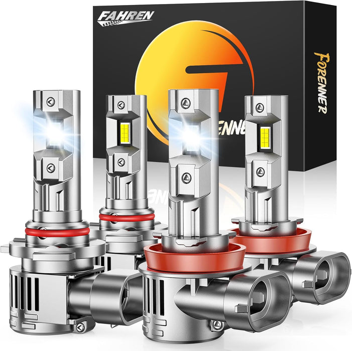Fahren 9005 H11 Light Bulbs Combo 100000LM 1500% Brightest, 2025 Upgraded HB3 H9 H8 Combo Light, Real 1:1 Mini Size Plug N Play, 70,000 Hrs Long Lifespan, Pack of 4