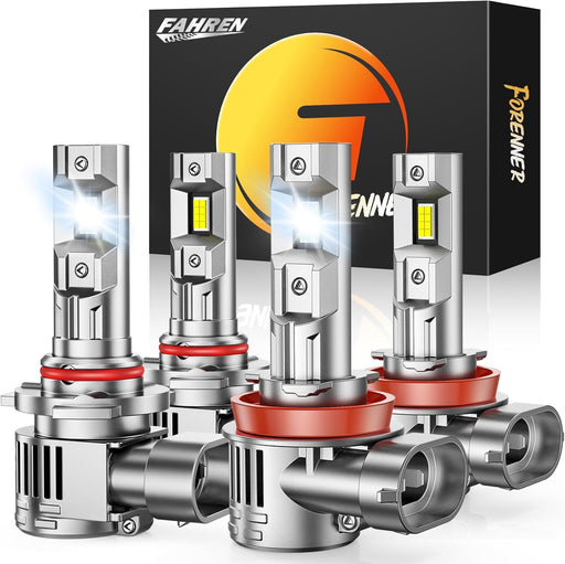 Fahren 9005 H11 Light Bulbs Combo 100000LM 1500% Brightest, 2025 Upgraded HB3 H9 H8 Combo Light, Real 1:1 Mini Size Plug N Play, 70,000 Hrs Long Lifespan, Pack of 4