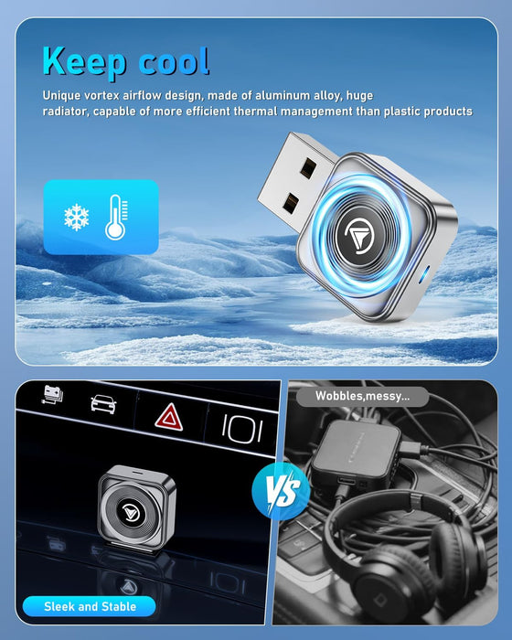 Fahren Wireless CarPlay Adapter iPhone Apple—Ultra Mini(60% Reduced Size),2026 2-in-1 Android Auto Adapter, 3X Automatic Connection, Plug and Play, Compatible with iOS 10+, Android 11+