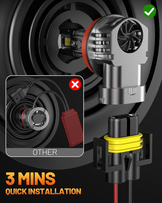 forenner Fahren H11 9005 light fog bulbs combo, 66000LM h8 h9 hb3 light bulbs,plug and play,pack of 4