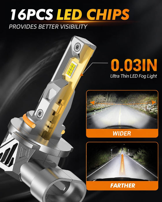 Termitor Latest H13/9008 H10 LED Bulbs Combo, 80,000LM 15X Ultra-Bright 6500K Cool White, Ford F-150 2004-2014, Real 1:1 Size 9008/H13 H10/9145/9140 LED Fog Light Off-Road Bulb, Plug N Play, Pack of 4