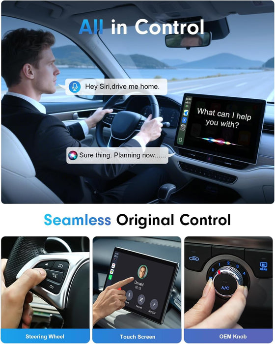 Wireless CarPlay Adapter for Apple iPhone (2025 Upgraded), 5X Fastest & 2X More Stable Connection, Mini Bluetooth CarPlay Dongle for iOS 10+ & Cars from 2016+