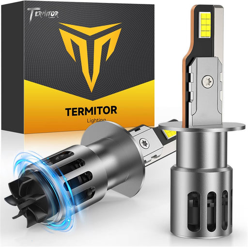 Termitor 2026 Upgraded H1 Bulbs, 1000% Brightness 6500K Cool White, 1:1 Mini Size, IP68 Waterproof Flicker-Free Automotive H1 H1LL Fog Light Bulbs, Plug and Play No Adapter Needed, Pack of 2
