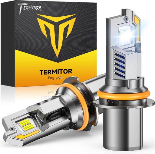 Termitor 2026 Upgraded 9007/HB5 Light Bulbs, 50,000LM 12X Ultra Bright, 6500K Cool White, 1:1 Mini Size with Cooling Fan, 90000+ Hours Lifespan 9007 Off-Road Fog Light, Plug and Play, Pack of 2