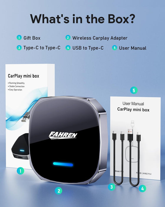 Fahren 3rd-Gen Wireless CarPlay Adapter, AI Magic Box for iPhone & Android Auto