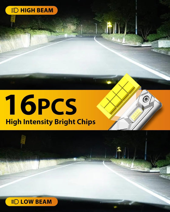 FAHREN Upgraded 9005 Light Bulbs, 55000LM 1000% Super Brighter 1:1 True Mini Size HB3 Bulb, 6500K White, Plug and Play, IP68 Waterproof, Pack of 2