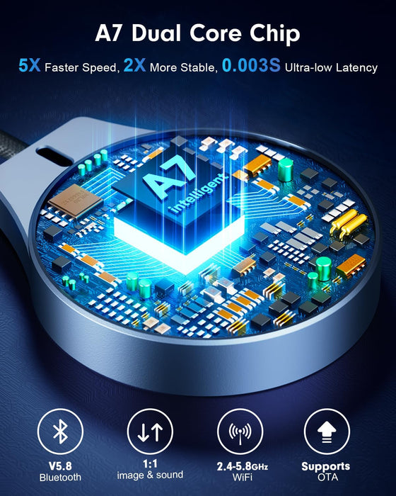 Wireless CarPlay Adapter for Apple iPhone (2025 Upgraded), 5X Fastest & 2X More Stable Connection, Mini Bluetooth CarPlay Dongle for iOS 10+ & Cars from 2016+