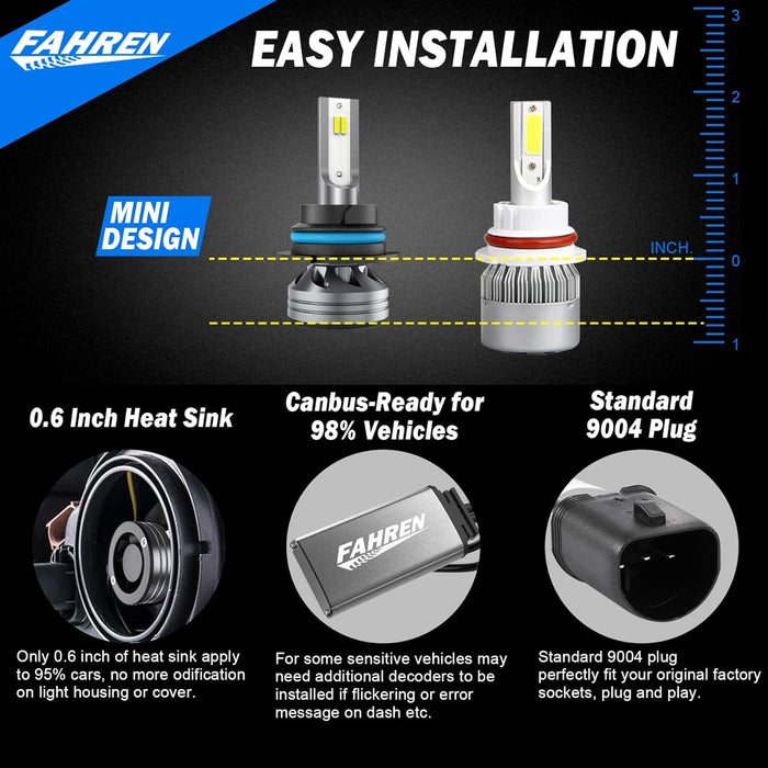 FAHREN 9004 Driving Bulbs 24000LM Super Bright HB1 Driving Fog Bulb
