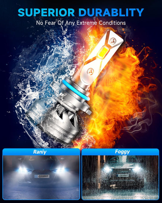 FAHREN Upgraded 9005 LED Bulbs, 6500K Super Bright, 1:1 Design IP68 Waterproof, HB3 Fog Light Bulb for ATV/UTV, No Adapter Required Plug and Play, Pack of 2
