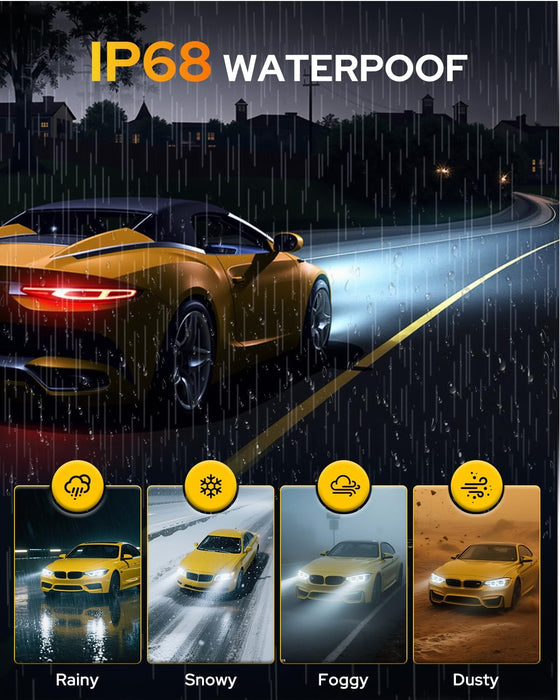 FAHREN 9005 Fog Light Bulb, 2025 Elite Core 16 Chips 60,000LM 𝟏𝟐𝐗 Brightest, 1:1 Halogen Size,Pack of 2