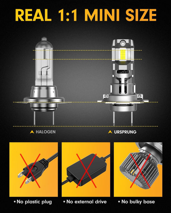 FAHREN 𝐁𝐫𝐢𝐠𝐡𝐭𝐞𝐬𝐭-𝐆𝐞𝐧 H7 LED Bulbs, 𝟔𝟎,𝟎𝟎𝟎𝐋𝐌 𝟏𝟐𝟎𝟎% Brighter, 6500K Cool White, Truly Plug and Play H7 Light Bulbs, CAN-Bus Ready, No extra Adapter Required, Pack of 2