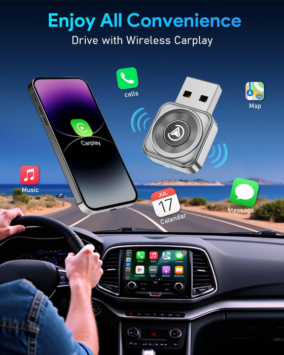 Fahren Wireless CarPlay Adapter iPhone Apple—Ultra Mini(60% Reduced Size),2026 2-in-1 Android Auto Adapter, 3X Automatic Connection, Plug and Play, Compatible with iOS 10+, Android 11+
