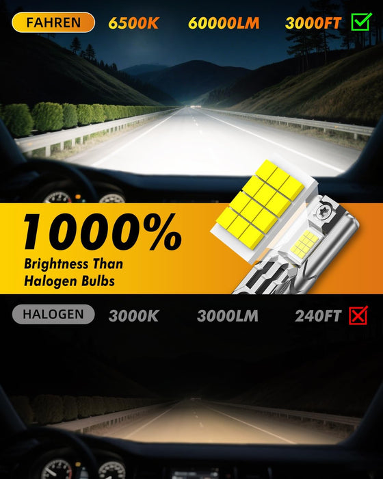 9006 LED Bulbs, 50000LM Super Bright, Real 1:1 Design, 6500K Cool White, Daytime Running Light Modules, 5 Min Quick Plug and Play, IP68, HB4 Light Bulb for Stock Halogen Replacement, Pack of 2